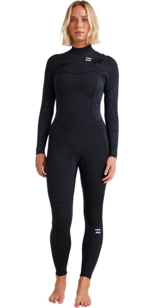 2026 Billabong Mujer Synergy Natural 3/2mm Chest Zip Neopreno 24BW191510 - Black Fade